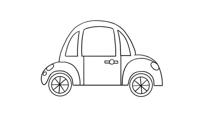卡通汽车简笔画图片(给汽车画上车门和车窗有什么区别)
