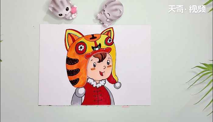 虎头帽简笔画(虎头帽的帽子和耳朵有什么区别)