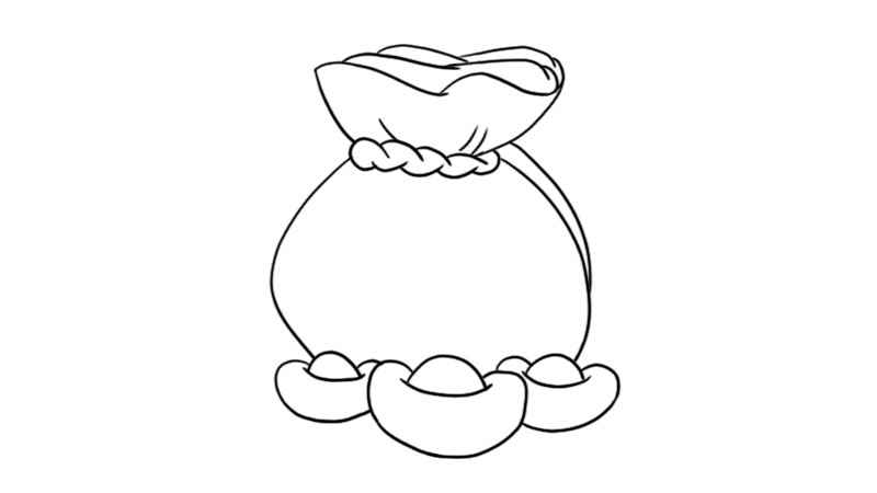 新春福袋简笔画(画出福袋的袋口和下方的绳子)