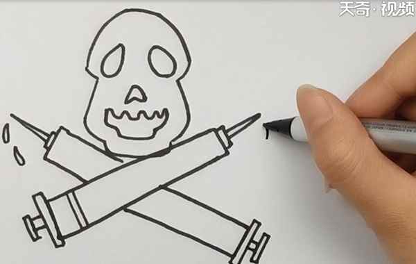 禁毒简笔画(我们先画一个骷髅头的形状)