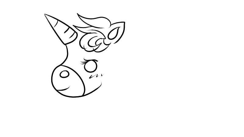 独角兽简笔画(独角兽的身体、四肢、尾巴)