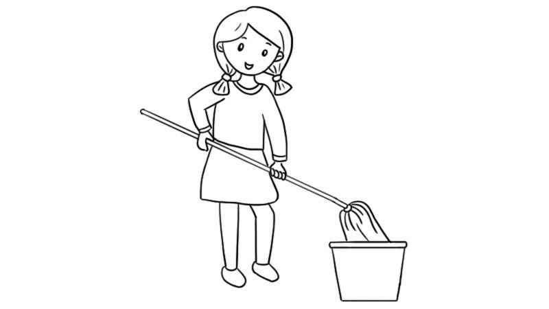 拖地的女孩简笔画怎么画(如何描绘女孩头部的线条)