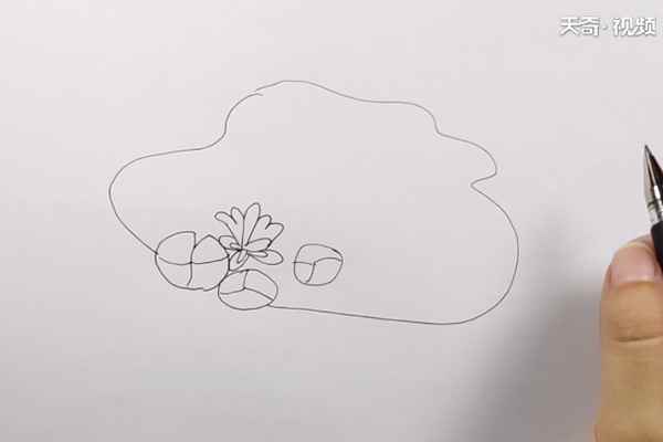 池塘简笔画(池塘里的水涂上灰色就可以了)