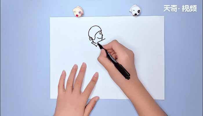 快递员的简笔画(快递员的头部轮廓和头盔)