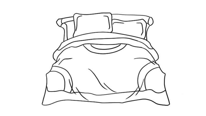床简笔画(床头画出被子上的图案和线条)