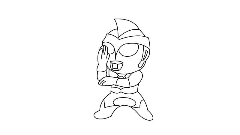 奥特曼简笔画(先画出奥特曼的头部和举起的一只右手)