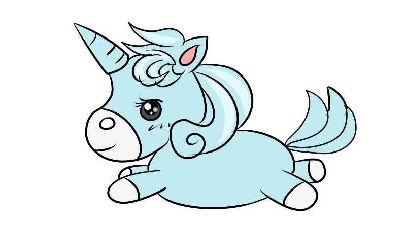 独角兽简笔画(独角兽的身体、四肢、尾巴)
