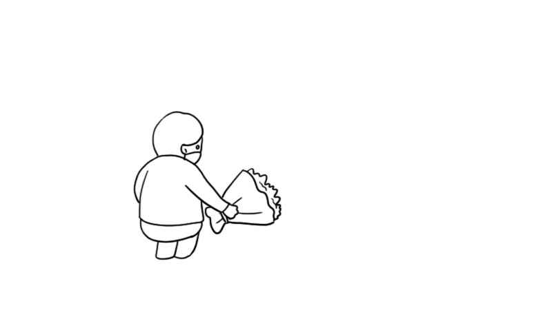 清明节简笔画画法教程(先画一个小孩拿着一束花)