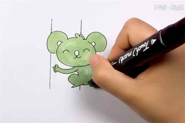 考拉简笔画(小考拉的头和两只大大的耳朵)