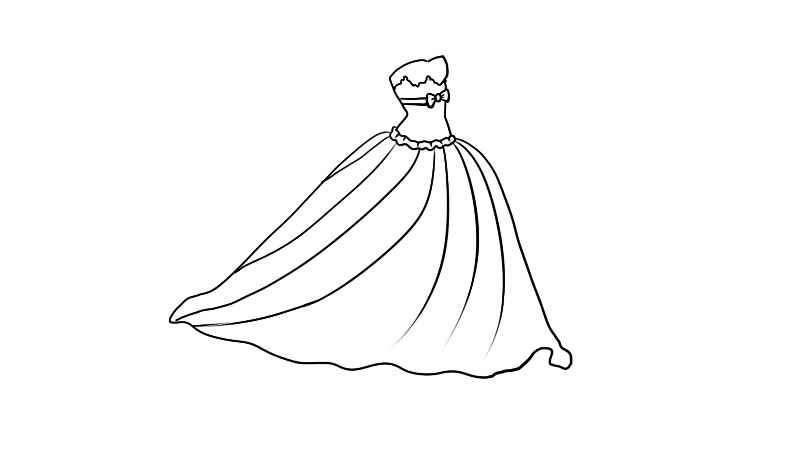 芭比公主裙子的简笔画画法(先画出裙子的抹胸部位。)