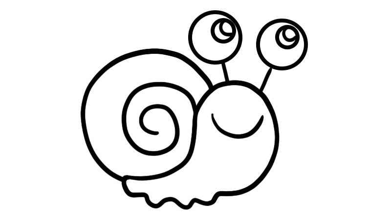 小蜗牛简笔画(画出蜗牛和头部和脚的部分)