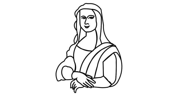 蒙娜丽莎简笔画(画人物的面部和身体轮廓)