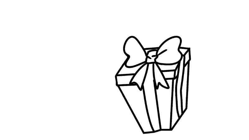 礼物盒简笔画怎么画(外面画一个蝴蝶结的礼物盒)