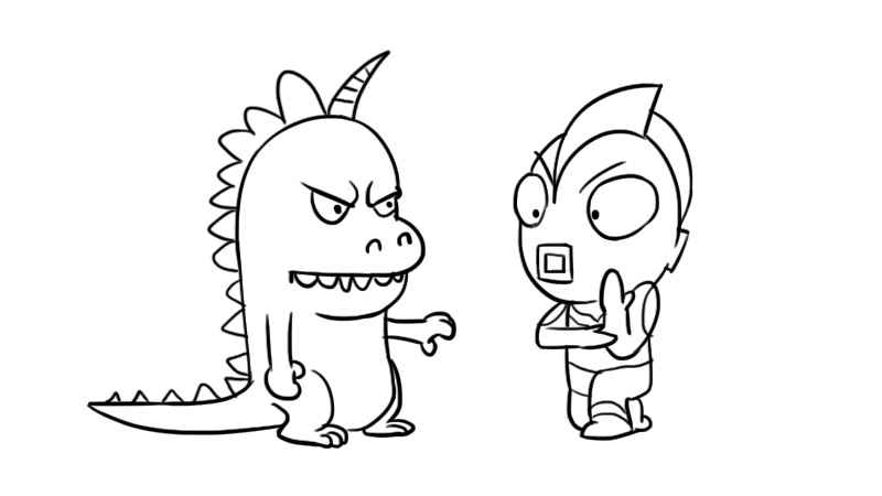 奥特曼打怪兽简笔画(奥特曼和小怪兽有什么区别)