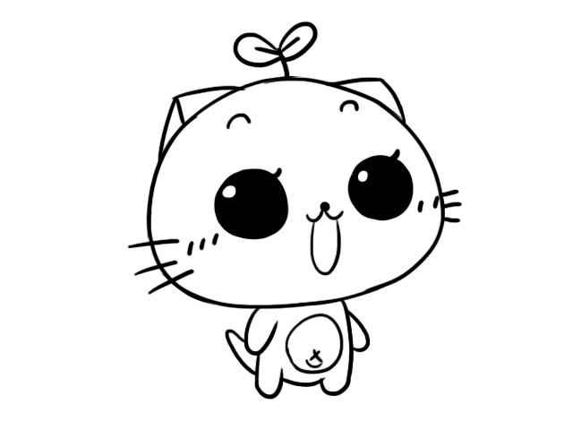 CC猫简笔画(画出CC猫的身体和尾巴)