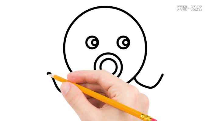 章鱼简笔画(先画一个圆表示章鱼的头)