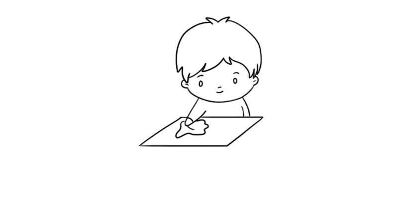 我爱劳动简笔画(小男孩和桌子涂上颜色即可)
