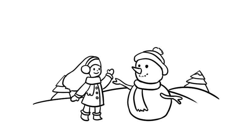 在雪地上画简笔画(雪人和背后的轮廓有什么区别)