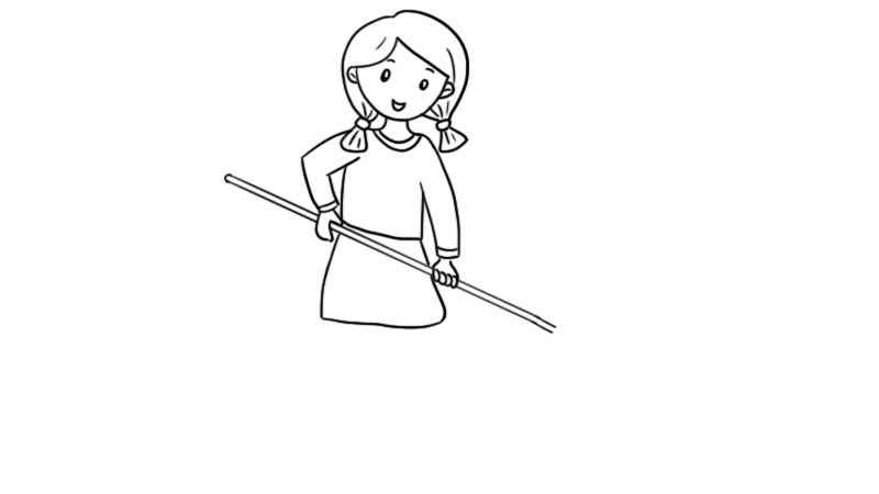 拖地的女孩简笔画怎么画(如何描绘女孩头部的线条)