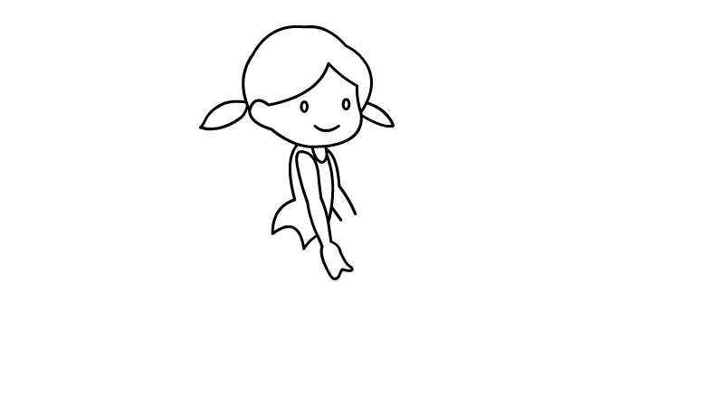 游泳简笔画步骤(女生下半身身体和手里的游泳圈)