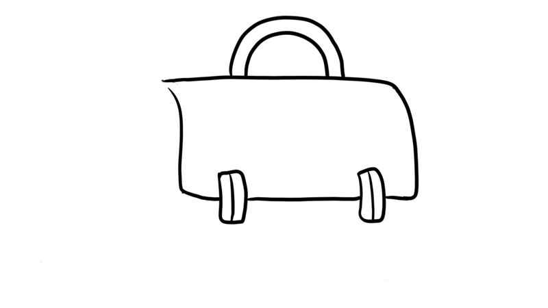 手提包简笔画(兔子图案和花纹的提手部分)