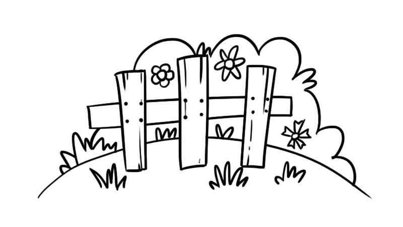 花园简笔画(草坪花卉栅栏的制作方法)