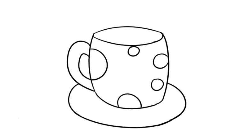 杯子简笔画(圆形图案画出杯口的形状)