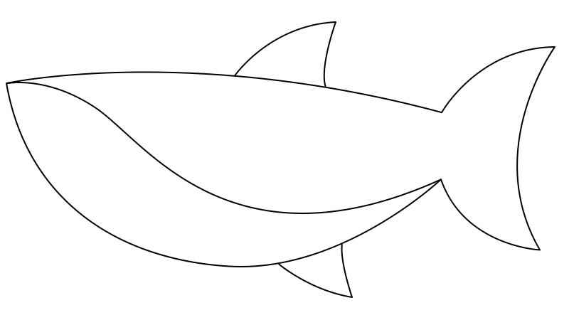 大鲨鱼简笔画(画出大鲨鱼的外形轮廓。)