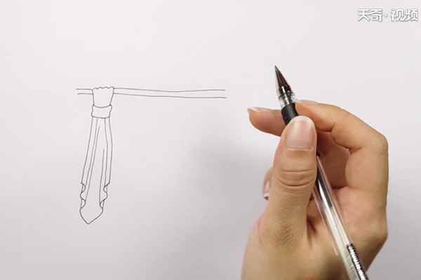 窗帘简笔画(罗马杆涂上灰色就可以了)