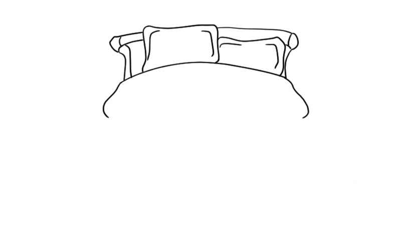 床简笔画(床头画出被子上的图案和线条)