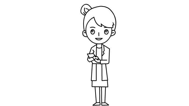 怎么画女医生简笔画(画出医生的身体、双手和双腿;最后涂上颜色就可以了)