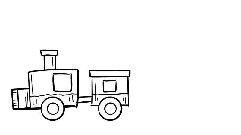 小火车简笔画(火车头和一节车厢的区别)