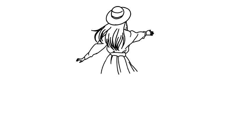 女生全身背影简笔画怎么画(女生背影涂上颜色就可以了)