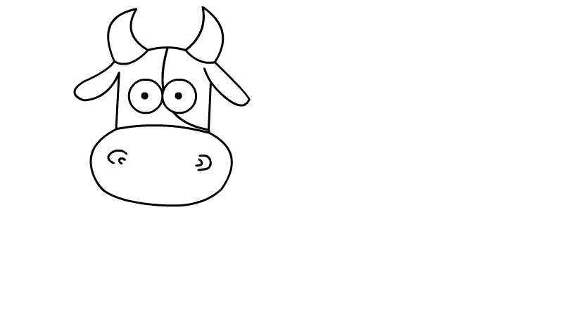 奶牛简笔画的教程(奶牛涂上颜色就可以了!)