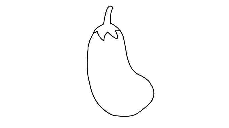 茄子简笔画(给茄子画上眼睛和嘴巴的外形)