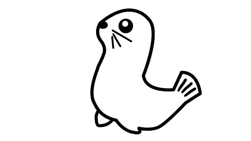 海豹简笔画步骤(海豹身上的脑袋和脖子线条)