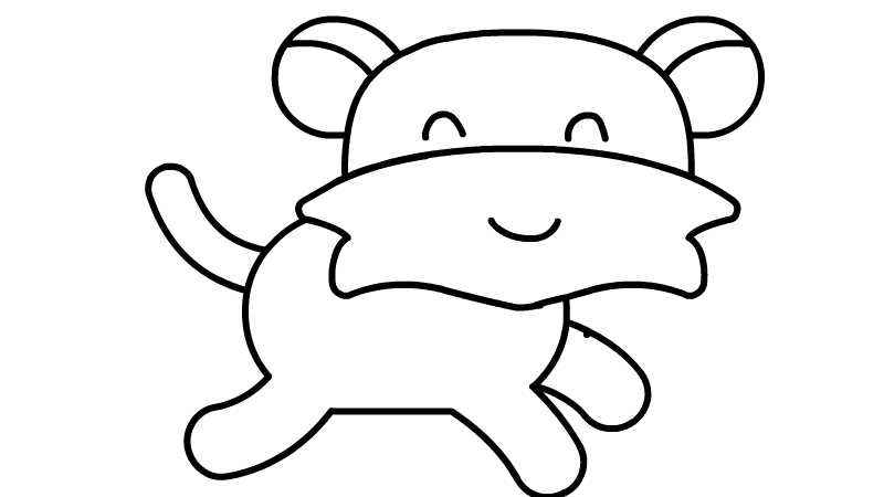 小老虎简笔画教程(小老虎的脑袋、耳朵、眼睛、嘴巴、胡子)