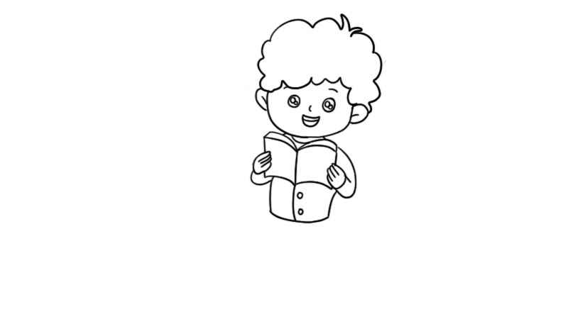 人物简笔画男孩(小男孩的头发和眼睛涂成棕色)