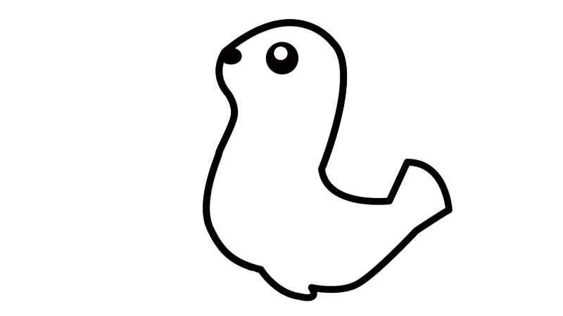 海豹简笔画步骤(海豹身上的脑袋和脖子线条)