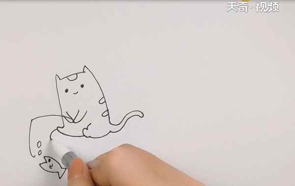 小猫钓鱼简笔画(小鱼怎么涂成绿色草坪)