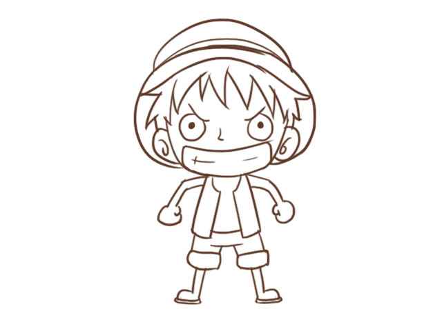 路飞简笔画(画出路飞的头部和帽子)