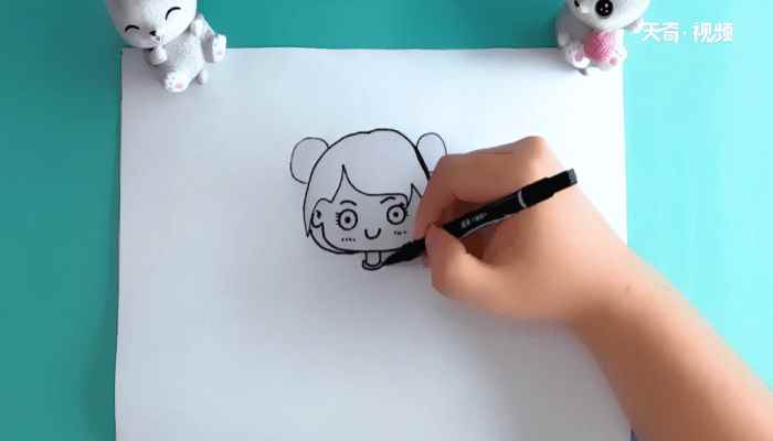 手绘女孩简笔画(女孩的头部和发饰怎么做)