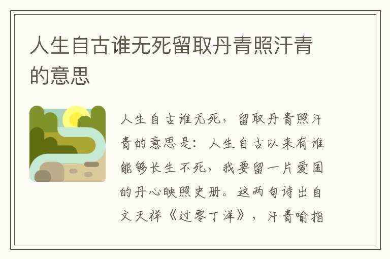 人生自古谁无死留取丹青照汗青的意思(留取丹心照汗青是什么意思)
