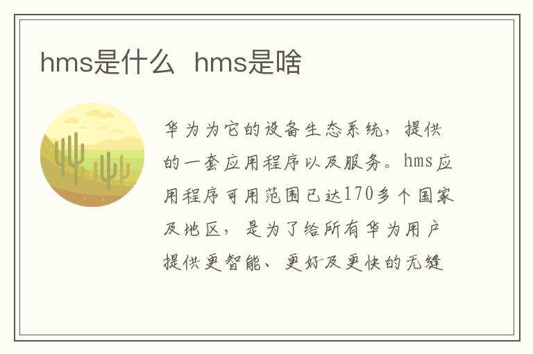 hms是啥?hms是什么(hms)