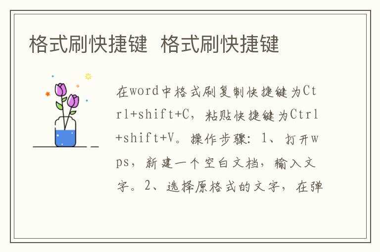 格式刷快捷键_格式刷快捷键(格式刷快捷键)