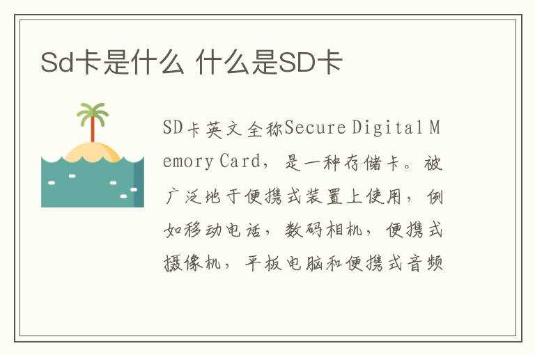 什么是SD卡?Sd卡是什么(sd卡)