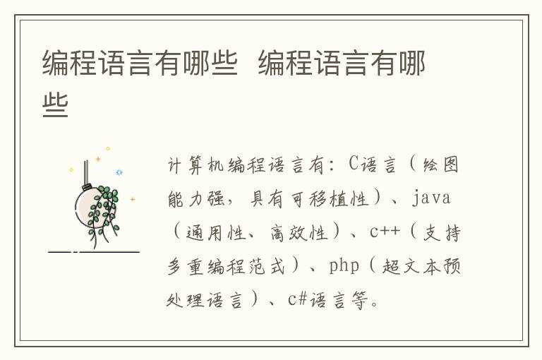 编程语言有哪些?编程语言有哪些?(编程语言有哪些)