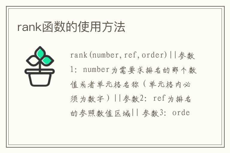 rank函数的使用方法(rank函数)