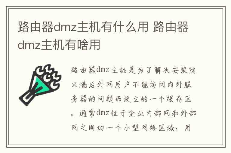 路由器dmz主机有啥用?路由器dmz主机有什么作用(dmz主机)