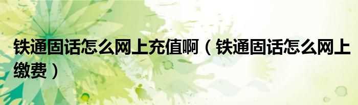 铁通固话怎么网上缴费_铁通固话怎么网上充值啊?(中国铁通网上营业厅)